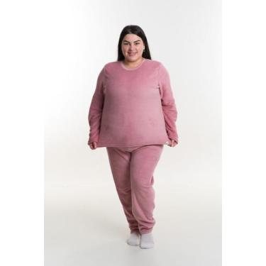 Imagem de Pijama de Inverno Plus Size Feminino - Super Estilo, Rosa, G1