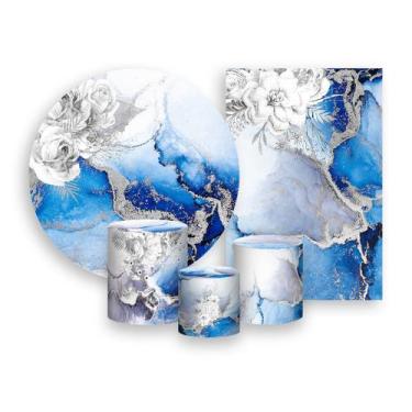 Imagem de Kit 2 Painéis De Festa + Trio De Capas Cilindro - Efeito Marmorizado A