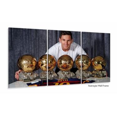 Imagem de Quadro Decorativo Lionel Messi 3 peças 120x60  cm em tecido - Wall Fra