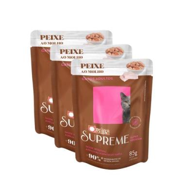 Imagem de Kit 3 Ração Úmida para Gato Quatree Supreme Super Premium Peixe ao Mol