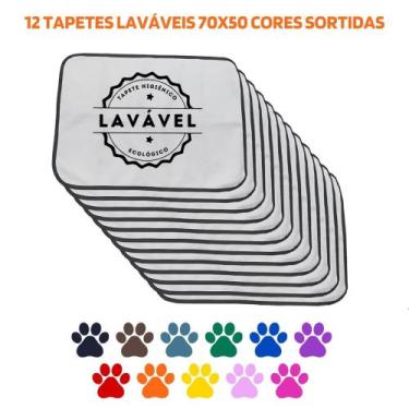Imagem de Kit com 12 Fraldas de Cães p/Chão 70x50 Sortidos 200 Lavagens - Alta A