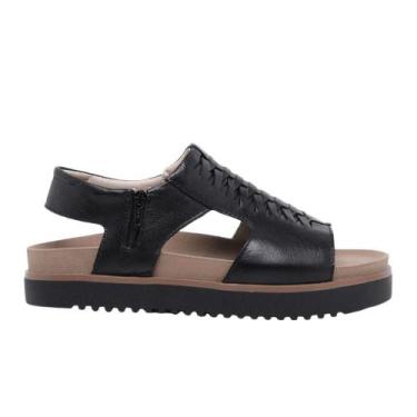 Imagem de Sandálias Anti Stress Ortopédica Couro Dores Nas Pernas Pés 250 Preto 