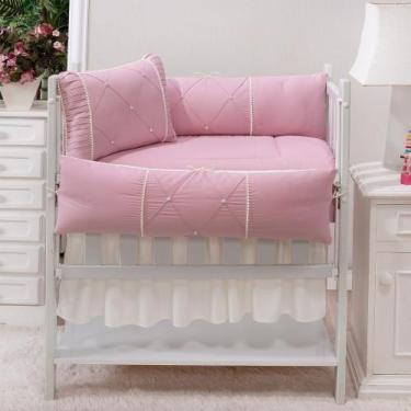 Imagem de Kit enxoval para ***mini berço ** 405 rosê com perolas - MEDINA CONFEC