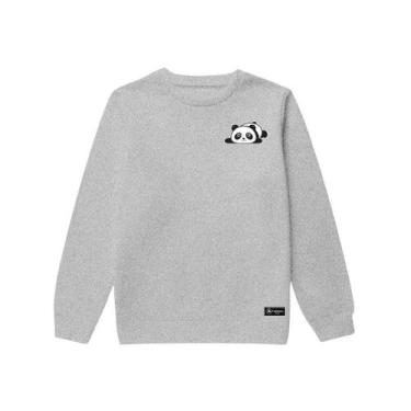 Imagem de Blusão Moletom Infantil Panda Personalizado sem Capuz gola Redonda - C