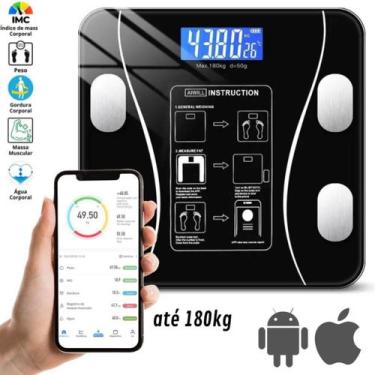 Imagem de Balança Premium Saúde Fitness App Bluetooth Vidro Preto Original - LIP