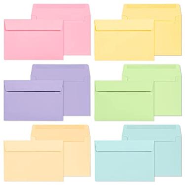 Imagem de MATICAN Envelopes de convite, pacote com 120 envelopes para convites, envelopes coloridos pastel, A4, 10 x 16 cm, 6 cores