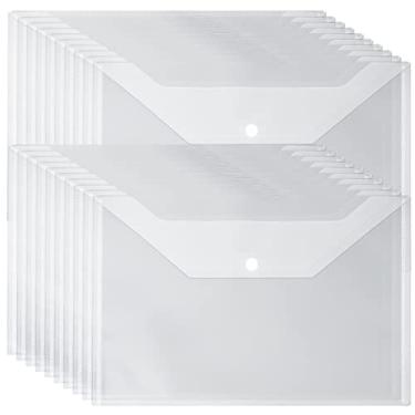 Imagem de CYEAH Envelopes de plástico transparente com fecho de pressão, envelope de plástico poli, pastas de plástico transparente para documentos, pasta de arquivo impermeável tamanho A4 para material escolar