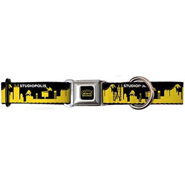 Imagem de Coleira para cachorro fivela cinto de segurança Sonic Mania Studiopolis Zone Silhouette Preto Amarelo Branco 20 a 35 cm 3,9 cm de largura