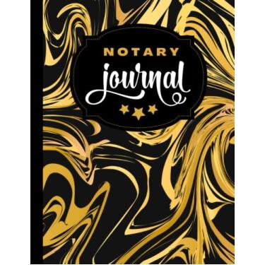 Imagem de Notary Journal: 8.5x11 Large Notarial Logbook/With 200 Numbered Pages - Two Record Logs Per Page / 400 Records/Ledger Book Gift For Signing Agents/Black Gold Marble - Abstract Art
