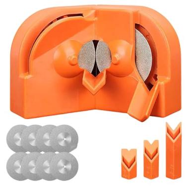 Imagem de Afiador de brocas multiuso, afiador de facas de impacto elétrico, polimento descartável de dupla face para todas as brocas, laranja com 8 rodas