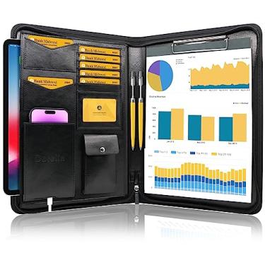 Imagem de Darolin [Zíper seguro] Pasta organizadora de portfólio com prancheta, suporte de documentos de currículo de entrevista de negócios, organizador de pasta para escritório, conferência, bloco de notas, para homens e mulheres
