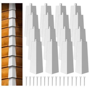 Imagem de RMERVE 16 peças de cantos de revestimento de alumínio incluídos pregos de metal revestimento liso de 20 cm acabamento de canto de alumínio externo tampas de canto de tapume branco para casa móvel