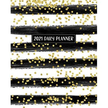 Imagem de 2021 Daily Planner: 2021 Weekly Planner - Dated 52 Week Planner with Weekly 2-Page Spread - Set Weekly Goals, Reminders, and Priorities and Record ... - Black and White with Gold Confetti Cover