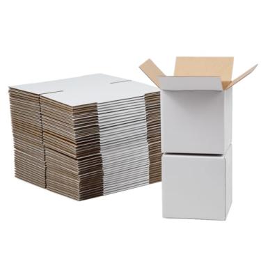 Imagem de HESESOH 4x4x4 polegadas caixas de transporte conjunto de 40, caixa de papelão ondulado branco literatura mailer para embalar pequenas empresas