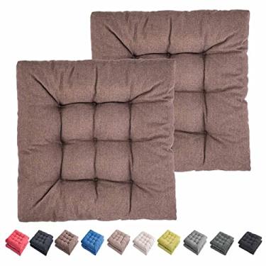 Imagem de SEKUMDAN Almofadas para cadeira de pátio 50,8 cm x 50,8 cm Conjunto de 2 almofadas confortáveis para assentos de móveis para ambientes internos e externos cadeiras de cozinha de balanço (2, marrom