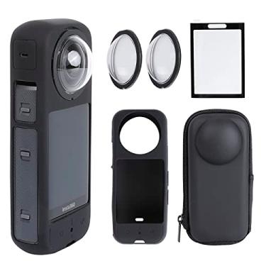 Imagem de Kit de acessórios de proteção PellKing para câmera Insta360 X3, com protetor de lente/capa protetora de silicone/películas protetoras de tela/estojo para câmera