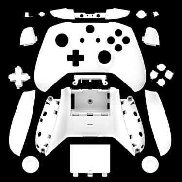 Imagem de Capa WPS Matte com conjunto completo de placas de rosto + botões ABXY + amortecedores RB LB + trilhos direito/esquerdo para Xbox One S Slim (conector de fone de ouvido de 3,5 mm) controladores para versão 1708, Branco