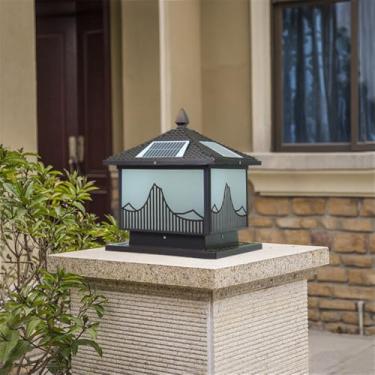 Imagem de Lâmpada de poste solar ao ar livre à prova d 'água para moderno para casa Villa Jardim Pátio Alpendre Encerrando Parede LED Post Lights (G Preto D25CM 1PCS)