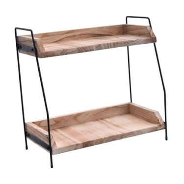 Imagem de ＫＬＫＣＭＳ Prateleira de organizador de café, prateleira de produtos de higiene pessoal, presente, prateleira de armazenamento de madeira, prateleira de canto do