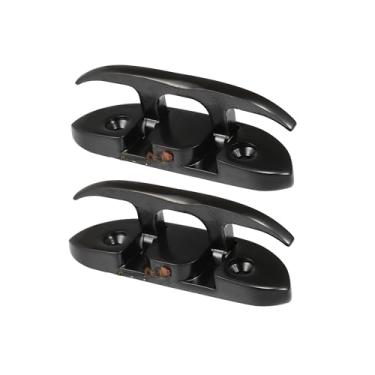 Imagem de A ABSOPRO 2 peças 120 mm aço inoxidável flip up Dock Cleat Flagpole Cleat Hook Deck Cleats Rope Cleat Handle Universal for Marine Boat Ship Black Item de substituição