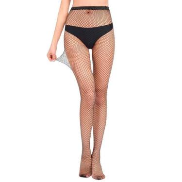 Imagem de Meia-Calça Em Trama Arrastão Fechada S010 - SE-CHI, Preto, ÚNICO