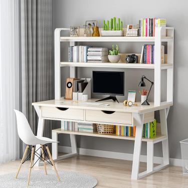 Imagem de Mesa de computador Mesa de escritório pequena com compartimentos de armazenamento e 2 gavetas Mesa de escritório em casa Estação de trabalho de estudo Mesa de laptop de estilo simples modern