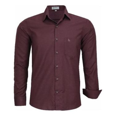 Imagem de Camisa Social Amil Comfort Manga Longa Fácil De Passar 1862, Bordô, 4