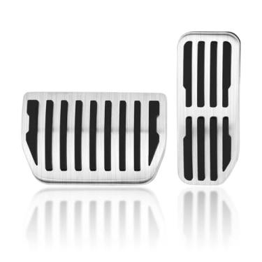 Imagem de MAIMOCCY Capa de pedal de liga de alumínio antiderrapante compatível com Land Rover Range Rover Velar 2018-2022 Jaguar F-Pace Jaguar XE Jaguar XF XF 2016-2022 Acessórios de acelerador de gás de freio