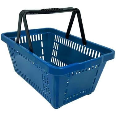 Imagem de Kit 5 Cesta Cestinha De Compras Reforçada Para Supermercado Mercado Loja(Azul)