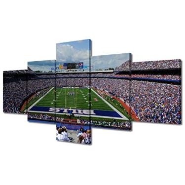 Imagem de TUMOVO Arte de parede em tela do horizonte do campo de futebol imagens de estádio esportivo de búfalo para sala de estar quarto decoração pintura arte de parede para escritório arte moderna emoldurada