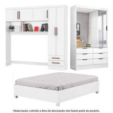 Imagem de Guarda Roupa Sevilha Premium Com Cama Casal Carioca Móveis Branco