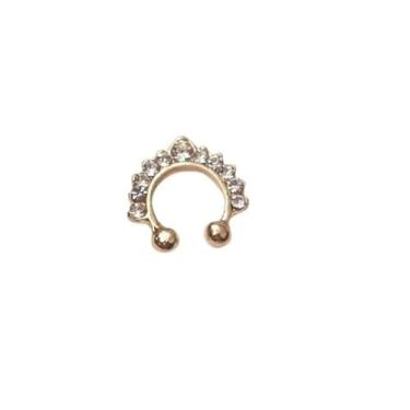 Imagem de Piercing Fake Septo Nasal Nariz 1,40 cm com Strass (Dourado)