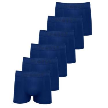 Imagem de Kit 6 Cuecas Masculinas Boxer Microfibra Huxter , Azul marinho, GG