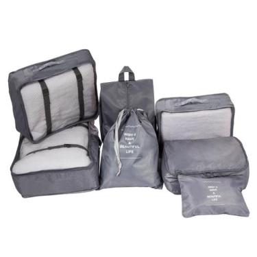 Imagem de Necessaire organizador para mala de viagem kit com 7 peças cor cinza -