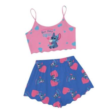 Imagem de  Pijama Feminino Curto Stitch Baby Doll Virginia Short Doll - Isysser 