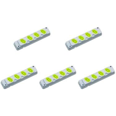 Imagem de Kit C/5 - Tomada Barra Fiolux 2P+T. 20A. Quadrupla Cinza/...