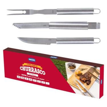 Imagem de Conjunto Para Churrasco C/ 3 Peças Aço Inoxidável S/ Estojo - MOR