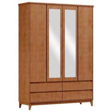 Imagem de Guarda Roupa 4 Portas 4 Gavetas Espelho Mdf 160 Cm 2813 Freijo Milani Store