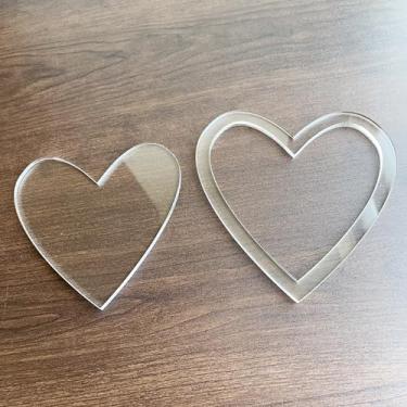 Imagem de Gabarito de corte de coração de amor acrílico, gabarito de acrílico transparente, modelo de marcenaria