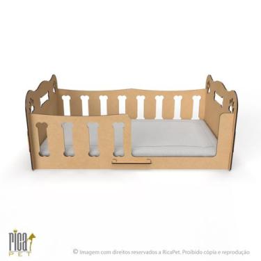 Imagem de Caminha Cachorro Gato Pet Luxo Madeira Colchão Cama Ossinho - Ricapet,