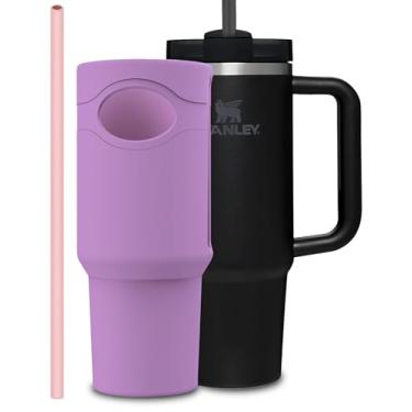 Imagem de Bota de silicone para Stanley Cup 1,134 g protetor inferior e substituição conjunto de canudo de 31 cm compatível com Stanley Tumbler acessórios quencher com alça capa de corpo inteiro antiderrapante