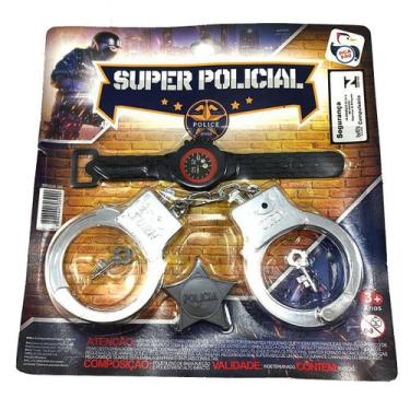 Imagem de Kit Algemas Brinquedo Policial Infantil Distintivo  Plástico - PICA PA