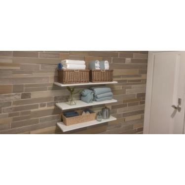 Imagem de Prateleiras em mdf branco para banheiro lavanderia sauna kit com 03 pr