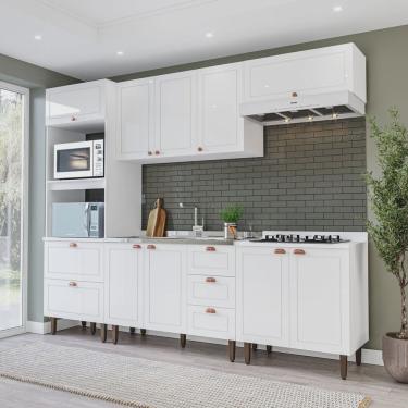 Imagem de Cozinha Pérola Completa 5 Peças Torre Quente Aéreo 3 Portas Balcão 120 Balcão 80 e Basculante