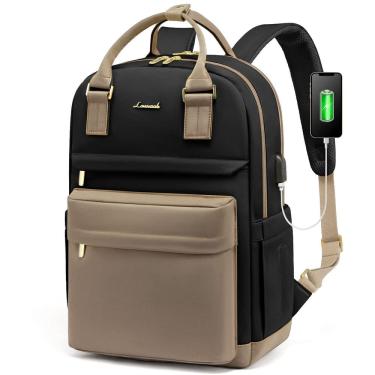 Imagem de Mochila para laptop LOVEVOOK à prova d`água com porta USB de 15,6" para homens/mulheres
