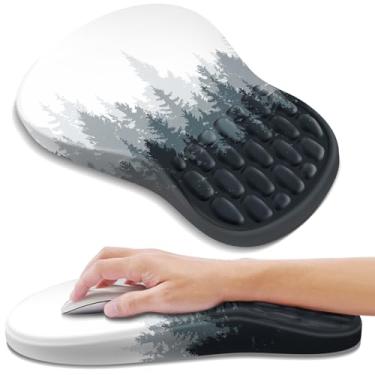 Imagem de YIWEI Mouse pad ergonômico com suporte para descanso de pulso, mousepad com descanso de pulso de espuma viscoelástica confortável e base de poliuretano antiderrapante para alívio da dor, computador