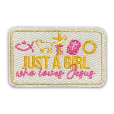Imagem de Just A Girl Who Loves Jesus Patch de 7,6 cm cristão, bíblia, religioso, aplique de tecido bordado para boné de caminhoneiro, roupas, mochila, acessórios faça você mesmo, colegas de trabalho, amigos