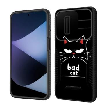 Imagem de wiaekosef Capa para Moto G Stylus 5G 2025 Capa de lente de câmera deslizante embutida, capa de camada dupla de proteção à prova de choque resistente para Motorola Moto G Stylus 5G 2025, gato engraçado