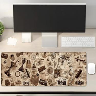 Imagem de Turamurra Tapete de mouse vintage Explorer para jogos, 80 cm x 30 cm, base de borracha antiderrapante para computadores, laptop, escola, escritório, acessórios de casa, decoração, mouse pad, tapete de