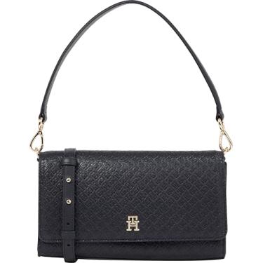 Imagem de Tommy Hilfiger Bolsa de ombro monograma com alça transversal removível, Azul espacial, One Size